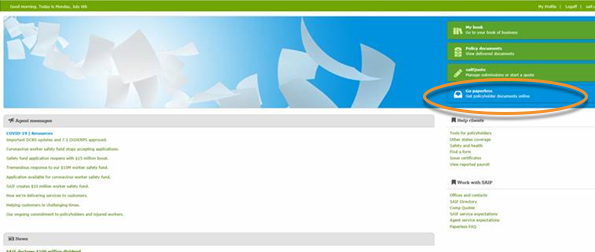 Go paperless sign up in Agents Online