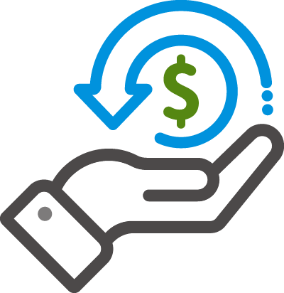 Illustration of an arrow circling a dollar sign