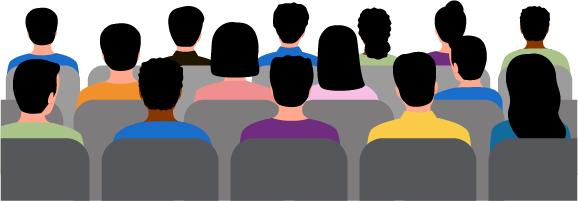 An illustration of an audience from behind.