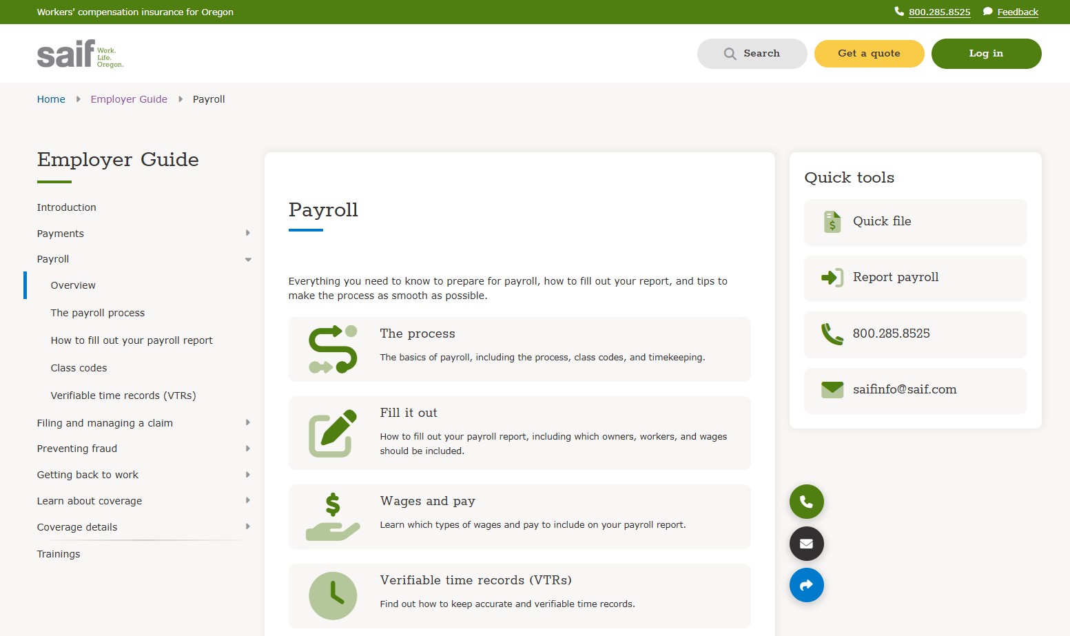 saif.com Payroll resources page