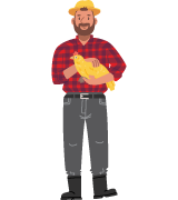 Man farmer with chicken