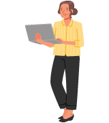 Woman office worker with computer