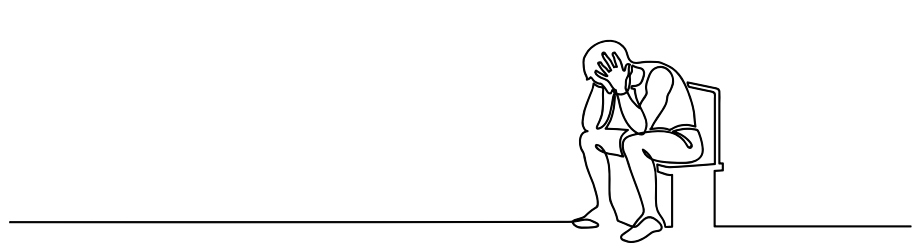 Vector image of a man holding his face in grief.